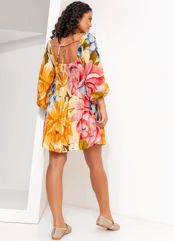 Farm - Vestido Curto Floral Rebeca Amarelo 4