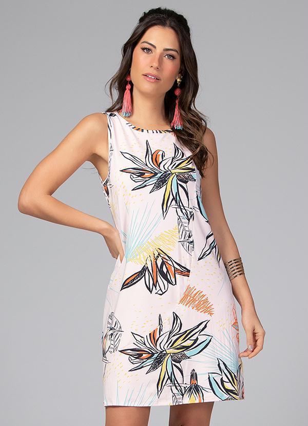 Quintess - Vestido Curto Floral Rosa Claro sem Mangas 3