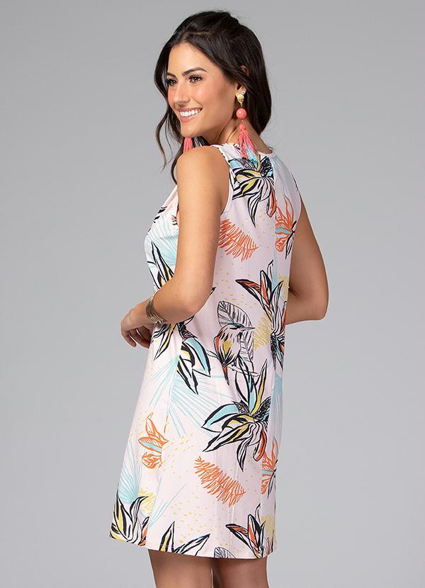 Quintess - Vestido Curto Floral Rosa Claro sem Mangas 4