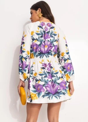 Farm - Vestido Curto Floral Sicilia Off White - FARM