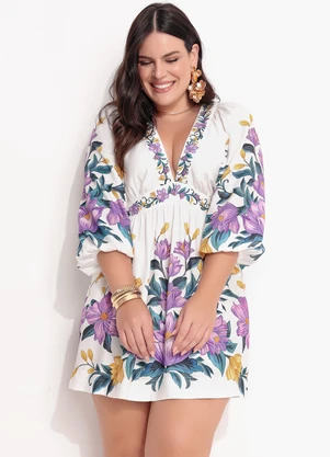 Farm - Vestido Curto Floral Sicilia Off White - FARM