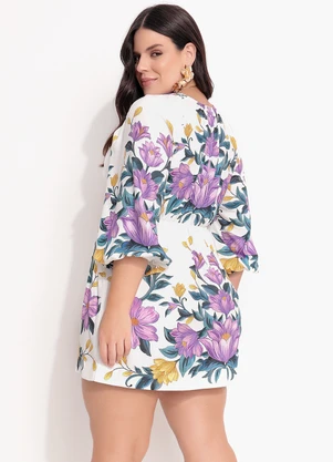 Farm - Vestido Curto Floral Sicilia Off White - FARM