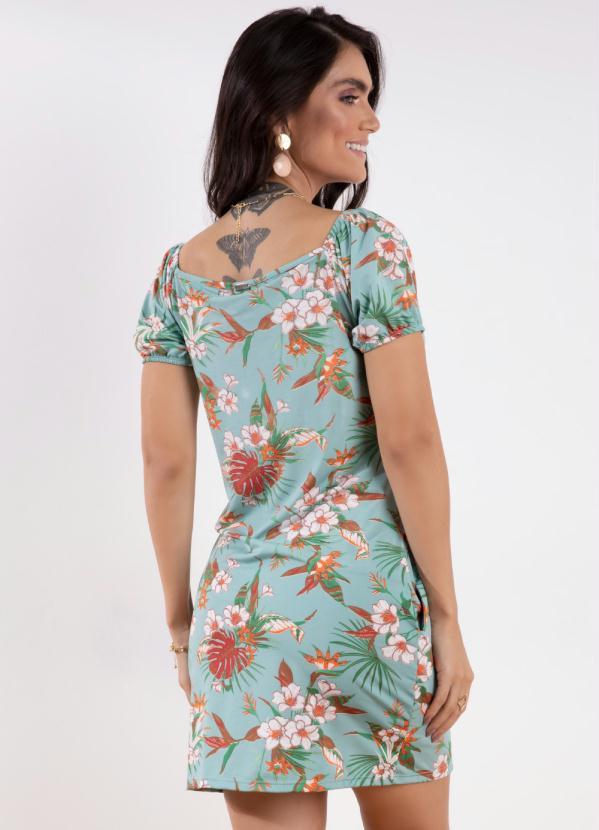 Quintess - Vestido Curto Floral Terroso com Busto Franzido 2