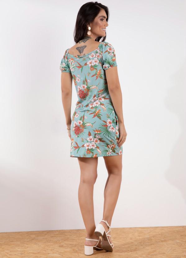 Quintess - Vestido Curto Floral Terroso com Busto Franzido 4