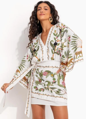 Farm - Vestido Curto Floresta Doce Off White - FARM