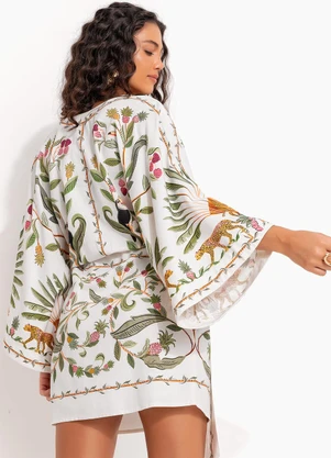 Farm - Vestido Curto Floresta Doce Off White - FARM