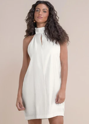 Angel - Vestido Curto Glossy Bege - ANGEL