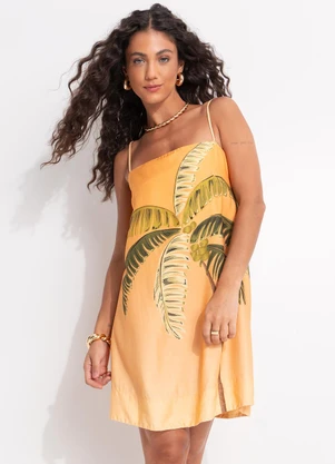 Farm - Vestido Curto Itacaré Coqueiro Laranja - FARM