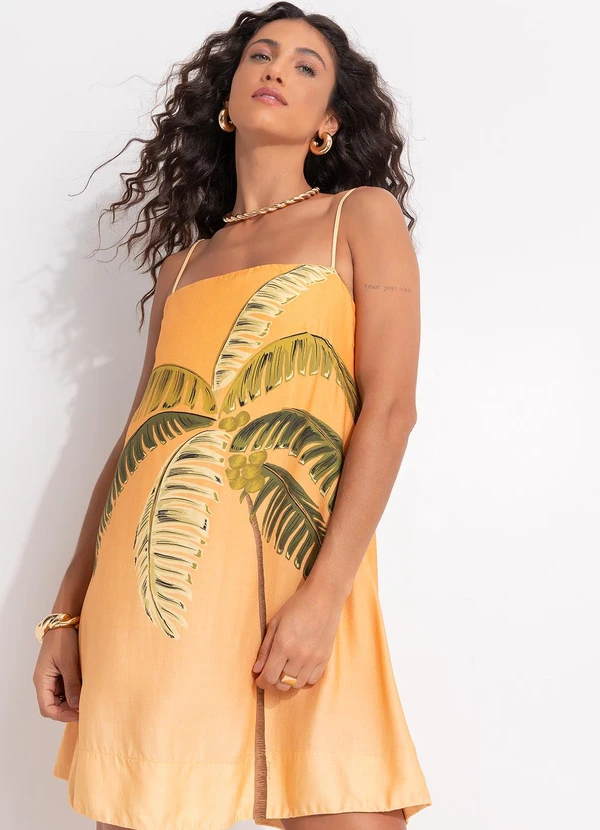 Farm - Vestido Curto Itacaré Coqueiro Laranja 7