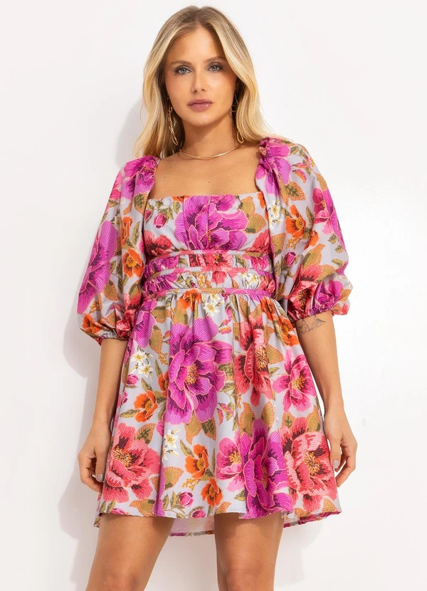 Curto Estampado Vestido Batucada Farm Vestido Curto Jardim Farm