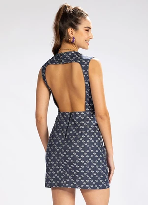 Colcci - Vestido Curto Jacquarddenim Azul - COLCCI