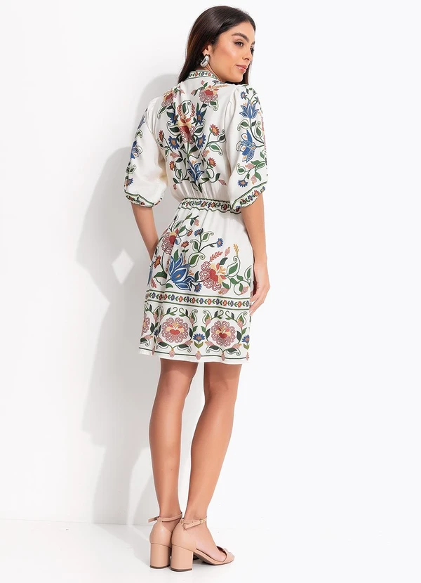 Farm - Vestido Curto Jardim Beleza Bege 2