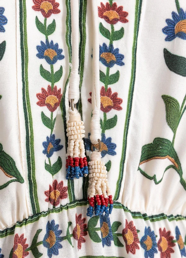 Farm - Vestido Curto Jardim Beleza Bege 5