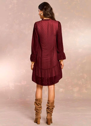 Doce Trama - Vestido Curto Jardim Boho em Chiffon Roxo - DOCE TRAMA