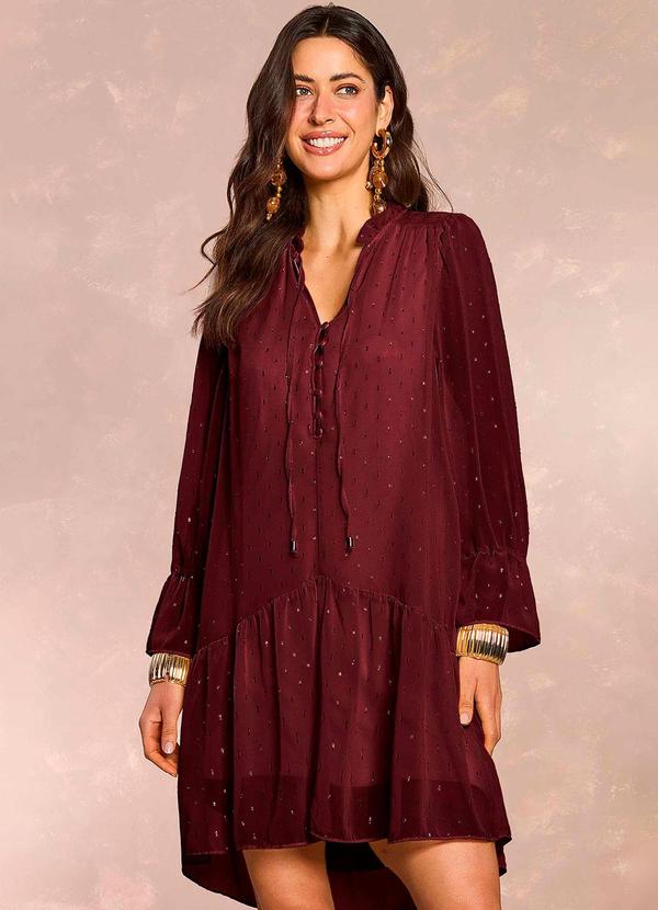 Doce Trama - Vestido Curto Jardim Boho em Chiffon Roxo