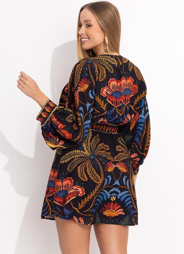 Farm - Vestido Curto Jardim Classico Preto 2