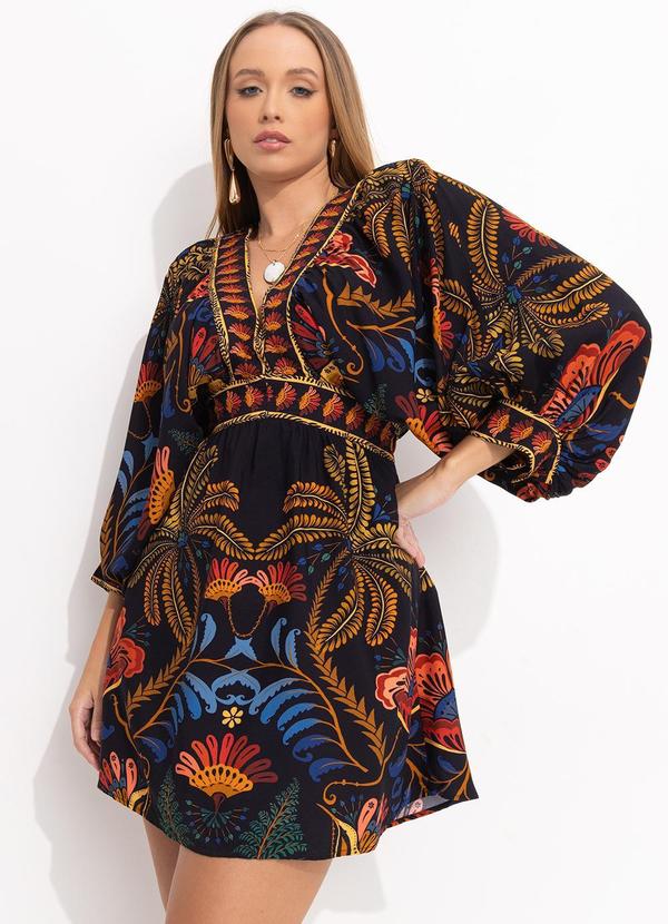 Farm - Vestido Curto Jardim Classico Preto 5