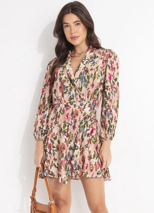 Farm - Vestido Curto Jardim de Flor Rosa - FARM