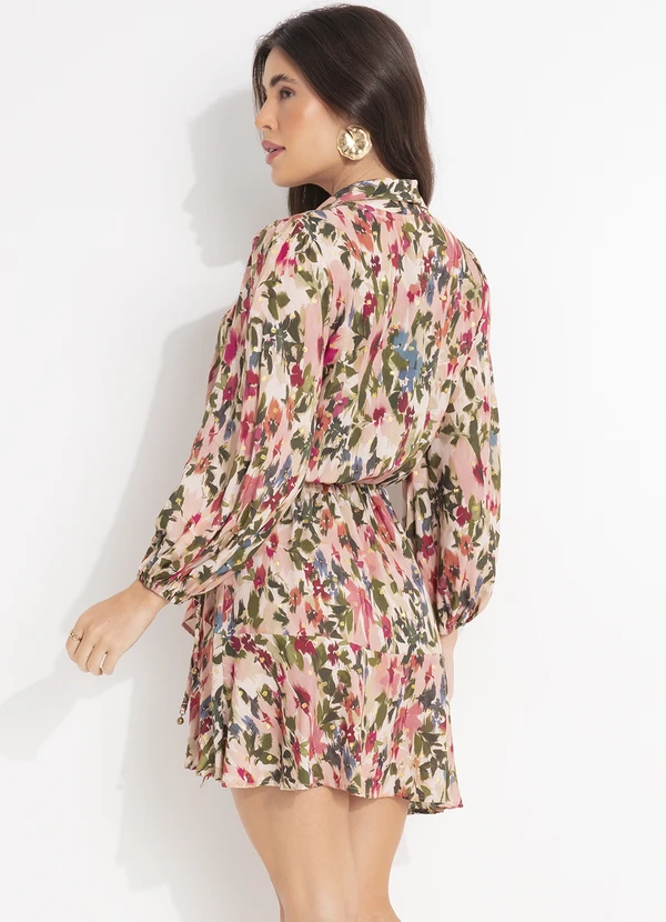 Farm - Vestido Curto Jardim de Flor Rosa 2