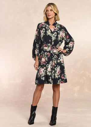 Doce Trama - Vestido Curto Jardim Decor Estampado - DOCE TRAMA