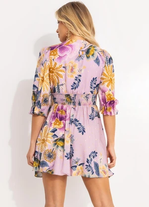 Farm - Vestido Curto Jardim Delicado Roxo - FARM