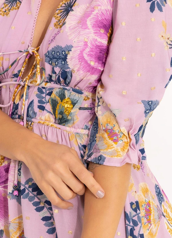 Farm - Vestido Curto Jardim Delicado Roxo 9