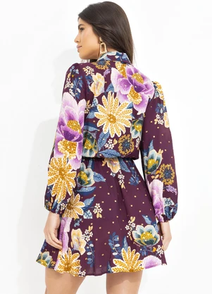 Farm - Vestido Curto Jardim Delicado Roxo - FARM