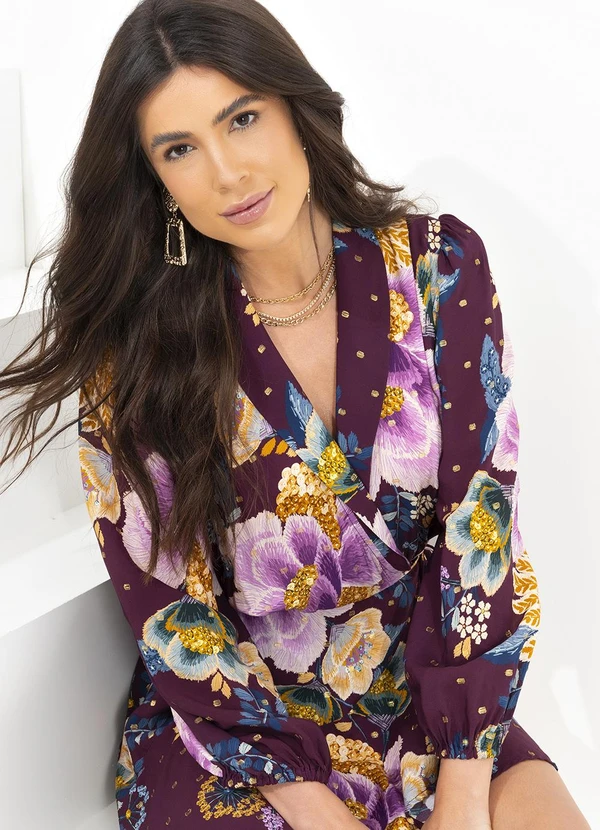 Farm - Vestido Curto Jardim Delicado Roxo 7