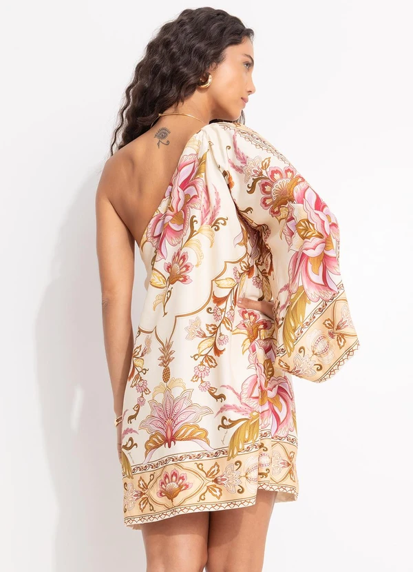 Farm - Vestido Curto Jardim Majestoso Bege 2