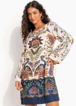 Farm - Vestido Curto Jardim Maravilhoso Bege - FARM