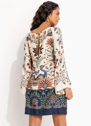 Farm - Vestido Curto Jardim Maravilhoso Bege - FARM