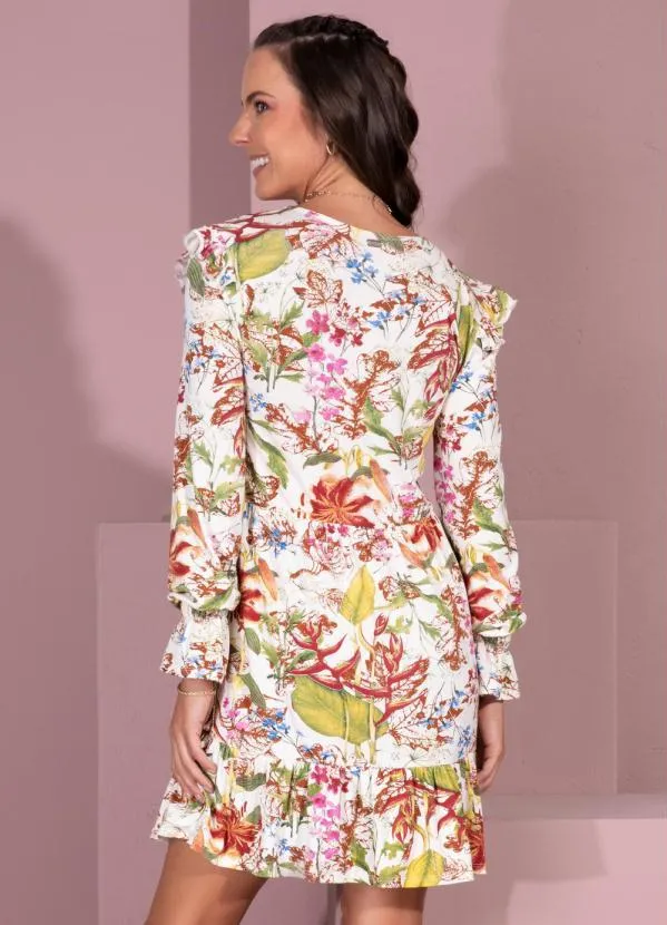 Queima Estoque - Vestido Curto Jardim Verde com Babados 6