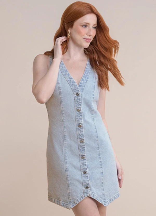 Angel - Vestido Curto Jeans Claro
