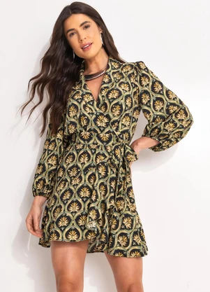 Farm - Vestido Curto Jóia Boho Preto - FARM