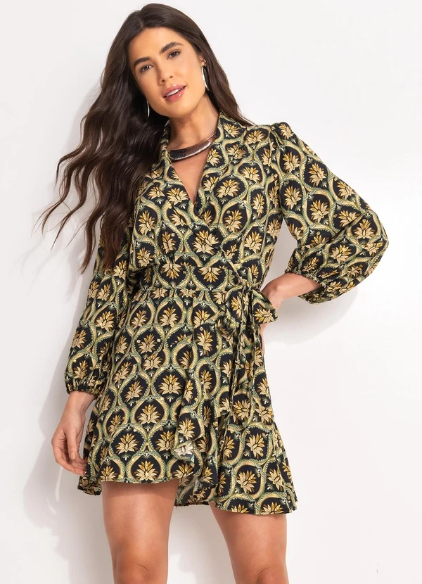 Farm - Vestido Curto Jóia Boho Preto