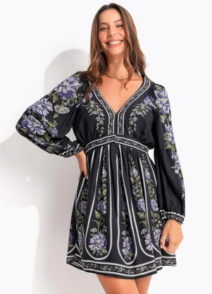 Farm - Vestido Curto Julieta Preto - FARM