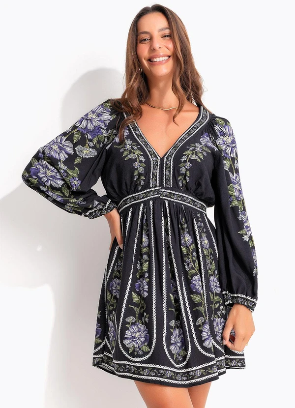 Farm - Vestido Curto Julieta Preto