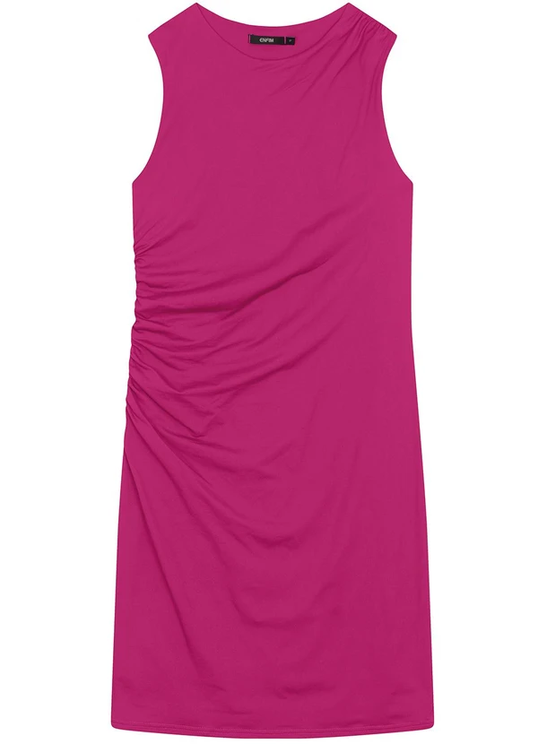 Enfim - Vestido Curto Justo com Franzido Fúcsia 3
