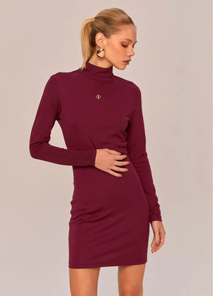 Carlota Costa - Vestido Curto Justo com Mangas Longas Roxo - CARLOTA COSTA