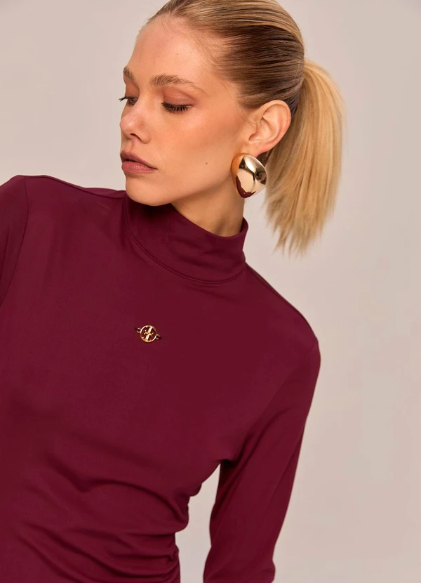 Carlota Costa - Vestido Curto Justo com Mangas Longas Roxo 3