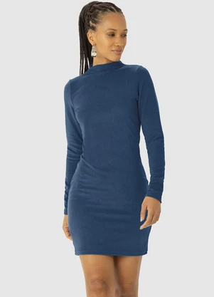 Enfim - Vestido Curto Justo em Cotelê Azul - ENFIM