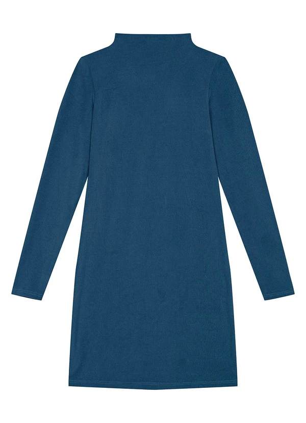 Enfim - Vestido Curto Justo em Cotelê Azul 3