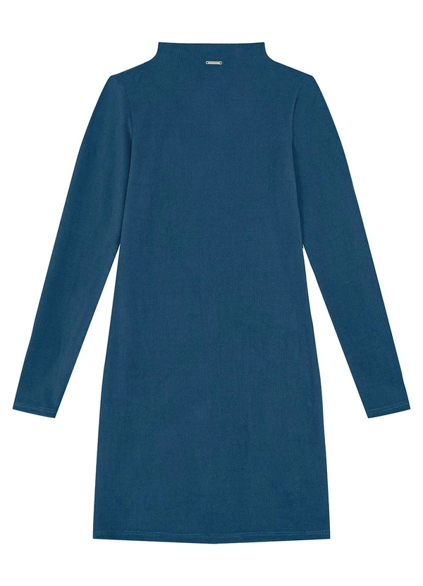 Enfim - Vestido Curto Justo em Cotelê Azul 4