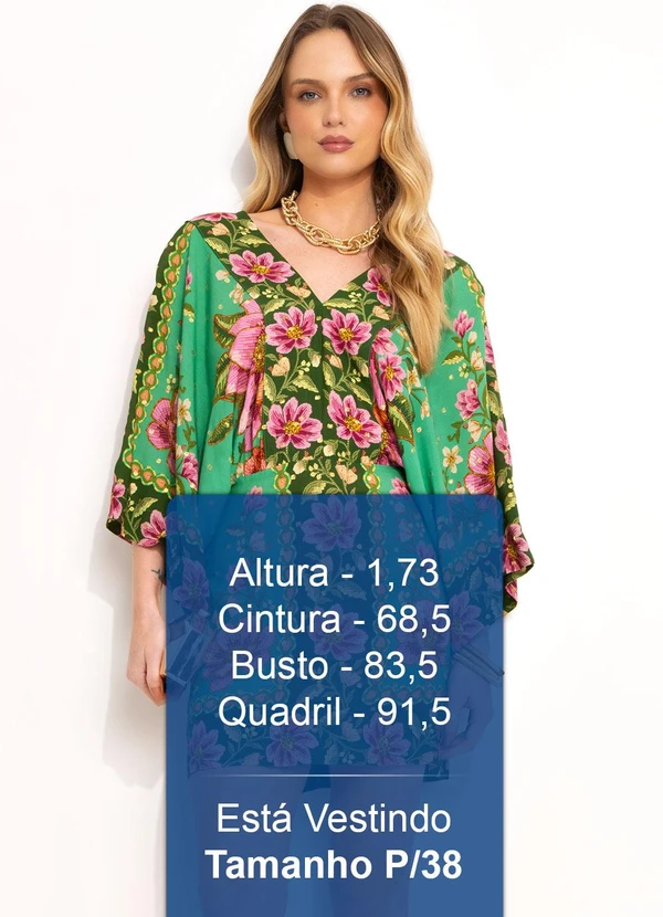 Farm - Vestido Curto Kimono em Viscose Verde 5