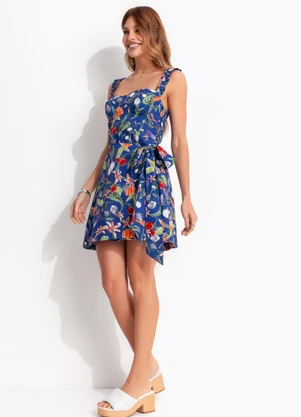 Farm - Vestido Curto Legumes Azul - FARM