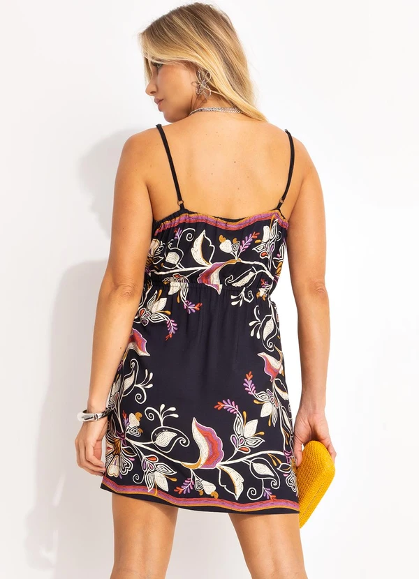 Farm - Vestido Curto Lenço Lia Preto 2