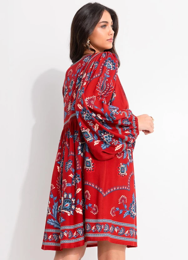 Farm - Vestido Curto Lenço Nautico Vermelho 2