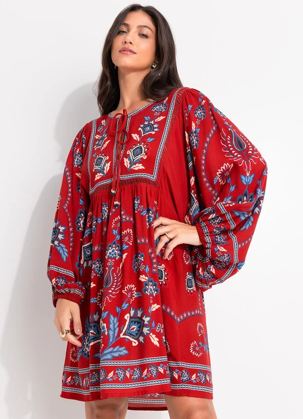 Farm - Vestido Curto Lenço Nautico Vermelho 6