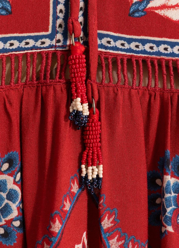 Farm - Vestido Curto Lenço Nautico Vermelho 7