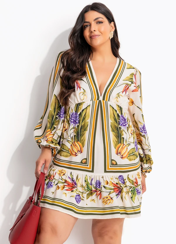 Farm - Vestido Curto Lenço Tropical Bege 7